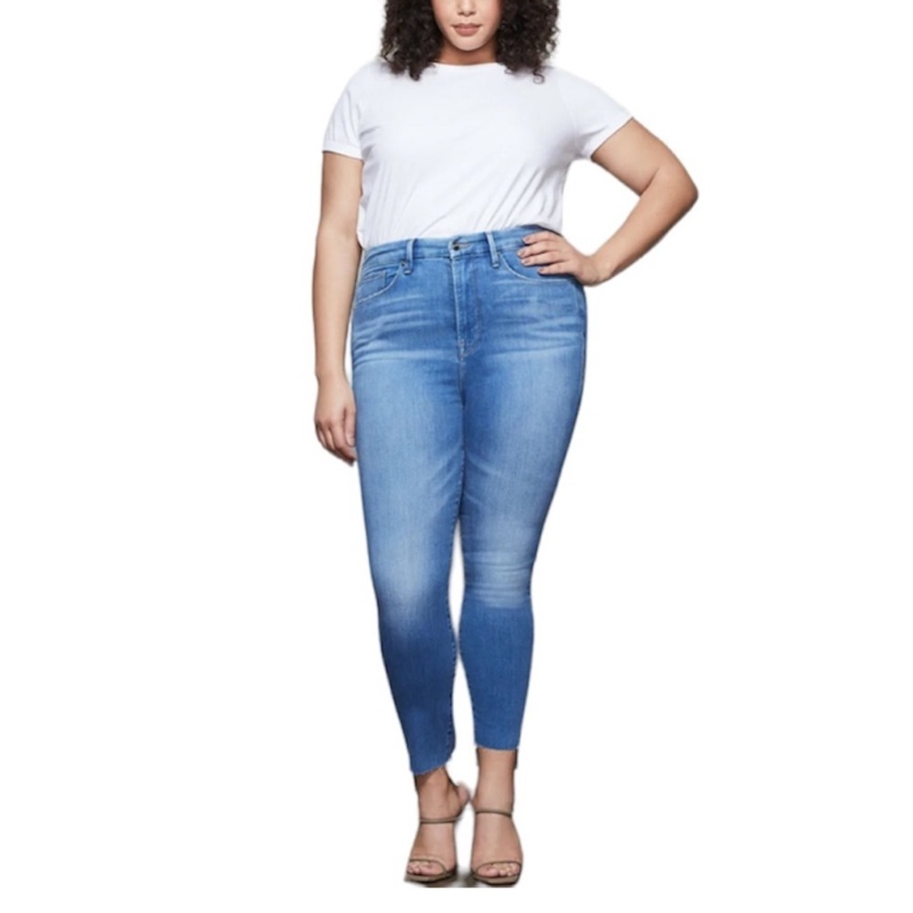 NWT Good American Good Waist Step Hem High Rise Stretch Denim Jeans Size 34